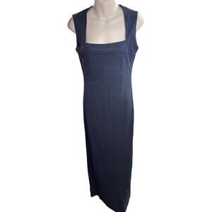 VTG Younique Midnight Blue Black Glitter Full Length Evening Dress Size Small